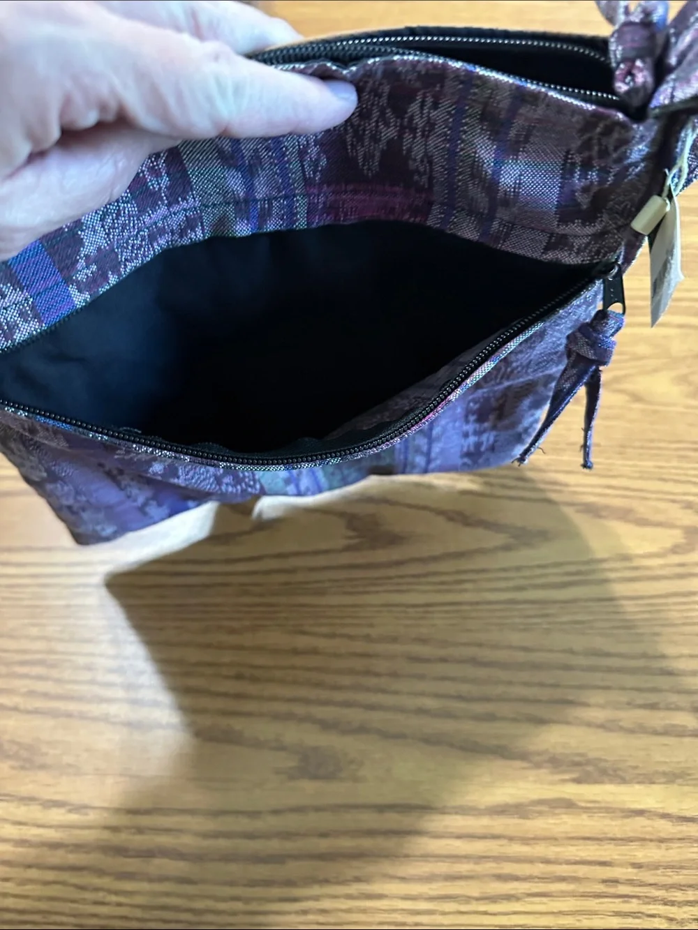 Source Unknown Purple & Brown Patterned Crossbody Bag